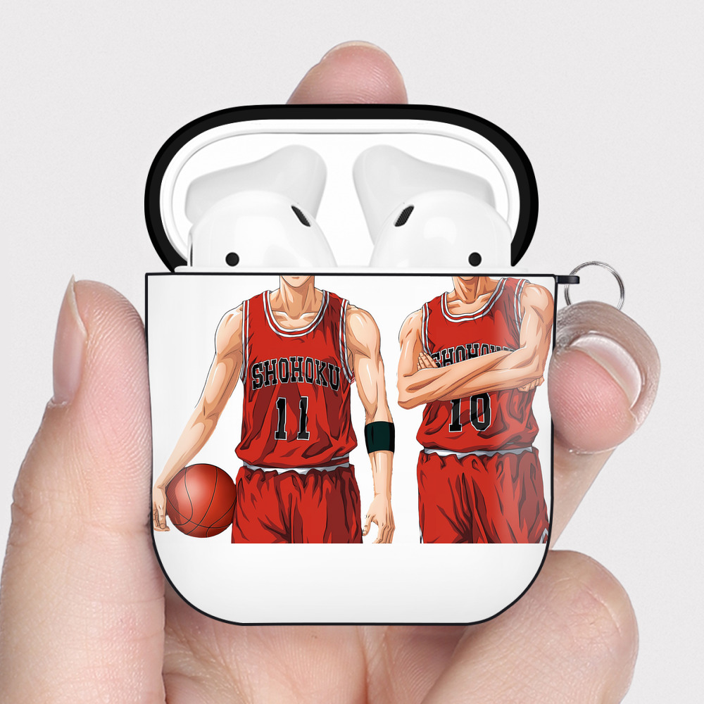 （画像用） SLAM DUNK／スラムダンク AirPods 第2世代保護ケース ハードシェル ブラック 耐衝撃・防指紋・カラビナ付き