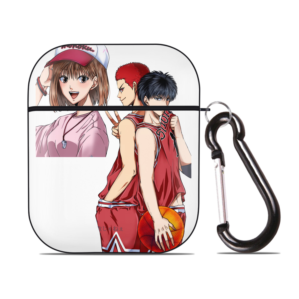 （画像用） SLAM DUNK／スラムダンク AirPods 第2世代保護ケース ハードシェル ブラック 耐衝撃・防指紋・カラビナ付き