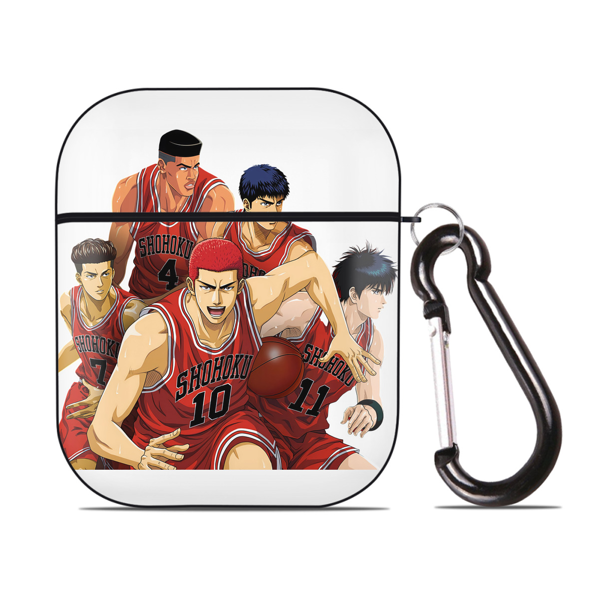 （画像用） SLAM DUNK／スラムダンク AirPods 第2世代保護ケース ハードシェル ブラック 耐衝撃・防指紋・カラビナ付き