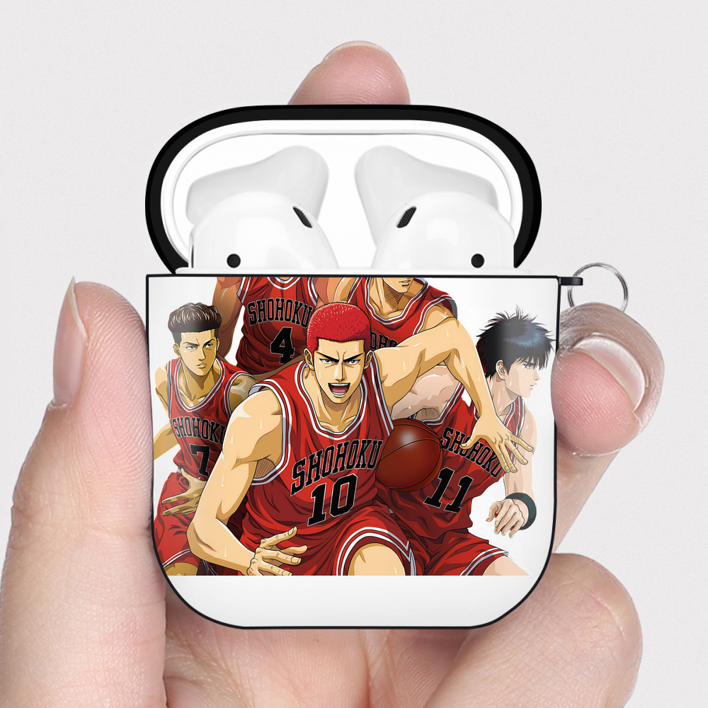 （画像用） SLAM DUNK／スラムダンク AirPods 第2世代保護ケース ハードシェル ブラック 耐衝撃・防指紋・カラビナ付き