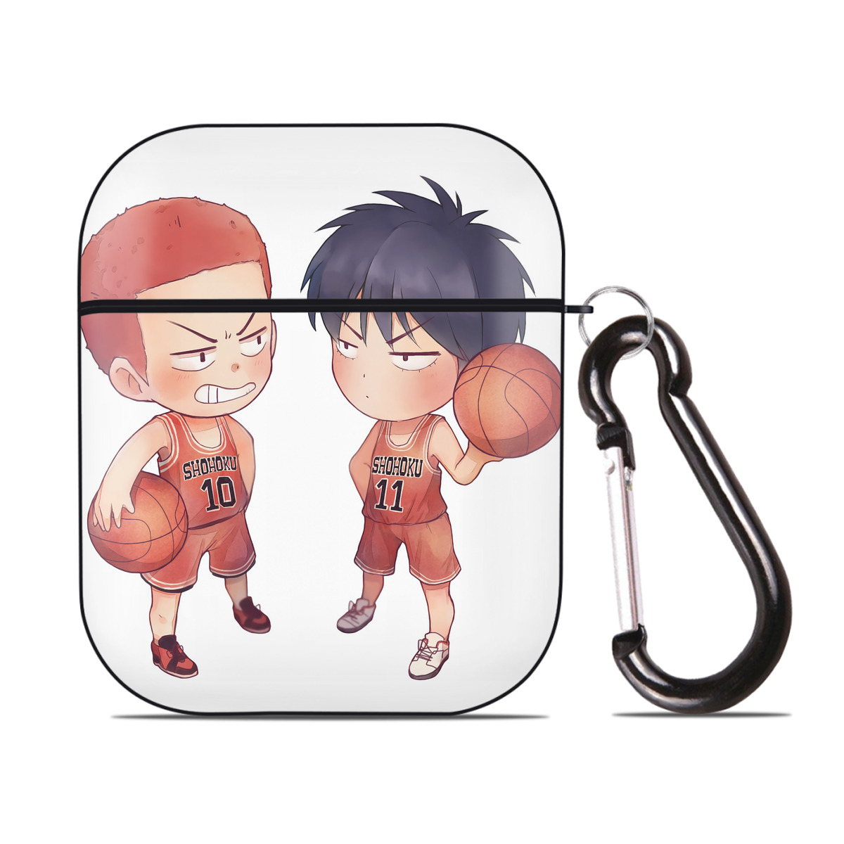 （画像用） SLAM DUNK／スラムダンク AirPods 第2世代保護ケース ハードシェル ブラック 耐衝撃・防指紋・カラビナ付き