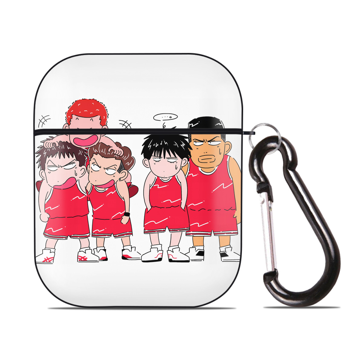 （画像用） SLAM DUNK／スラムダンク AirPods 第2世代保護ケース ハードシェル ブラック 耐衝撃・防指紋・カラビナ付き