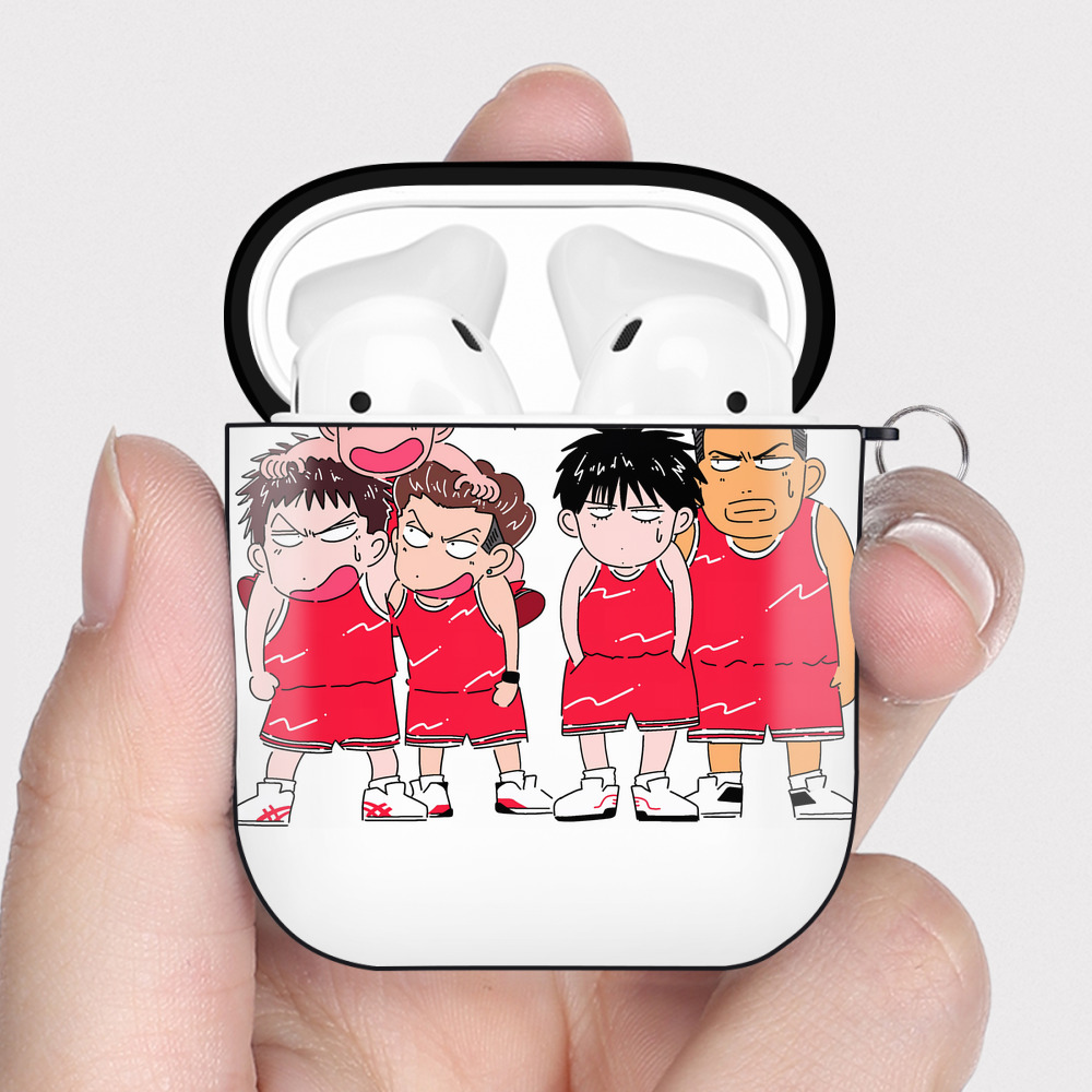 （画像用） SLAM DUNK／スラムダンク AirPods 第2世代保護ケース ハードシェル ブラック 耐衝撃・防指紋・カラビナ付き