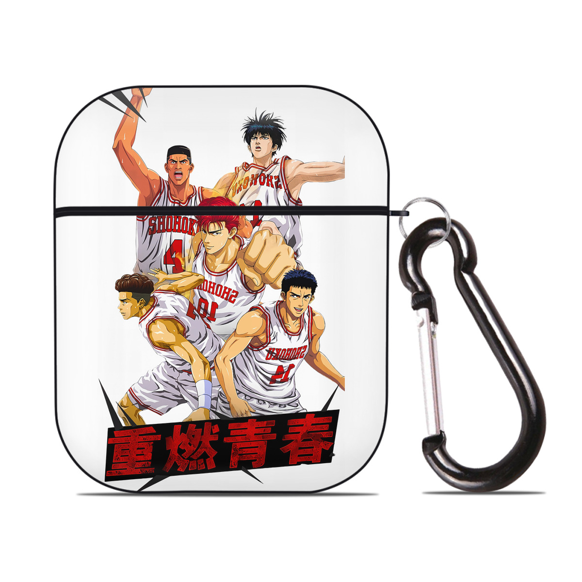 （画像用） SLAM DUNK／スラムダンク AirPods 第2世代保護ケース ハードシェル ブラック 耐衝撃・防指紋・カラビナ付き