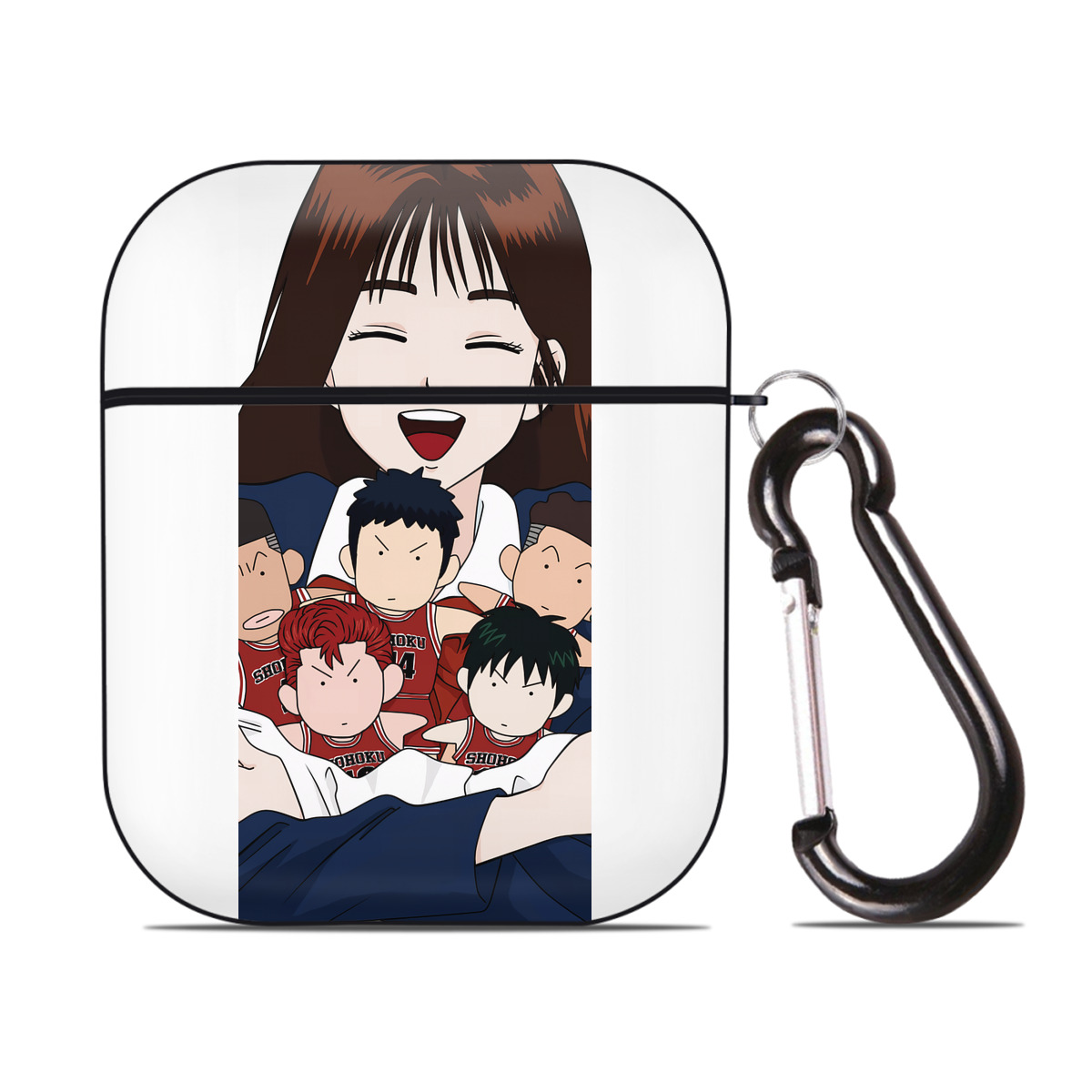（画像用） SLAM DUNK／スラムダンク AirPods 第2世代保護ケース ハードシェル ブラック 耐衝撃・防指紋・カラビナ付き