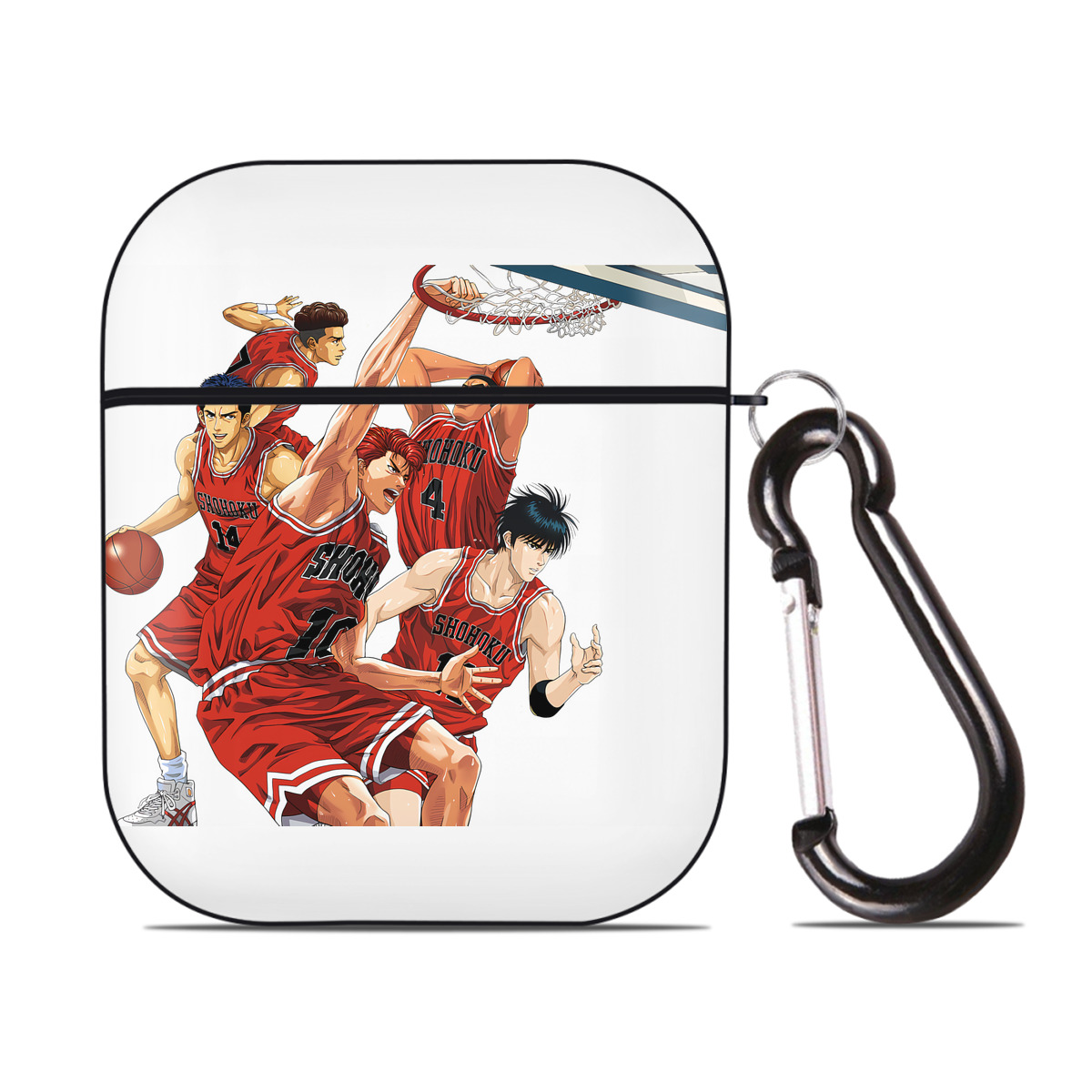 （画像用） SLAM DUNK／スラムダンク AirPods 第2世代保護ケース ハードシェル ブラック 耐衝撃・防指紋・カラビナ付き