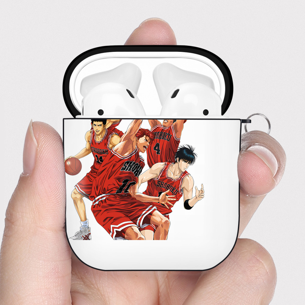 （画像用） SLAM DUNK／スラムダンク AirPods 第2世代保護ケース ハードシェル ブラック 耐衝撃・防指紋・カラビナ付き