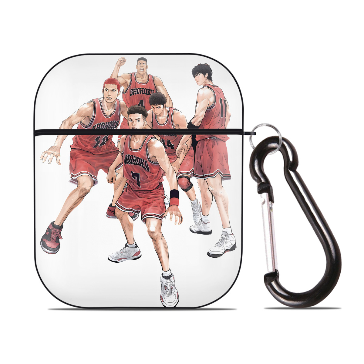 （画像用） SLAM DUNK／スラムダンク AirPods 第2世代保護ケース ハードシェル ブラック 耐衝撃・防指紋・カラビナ付き