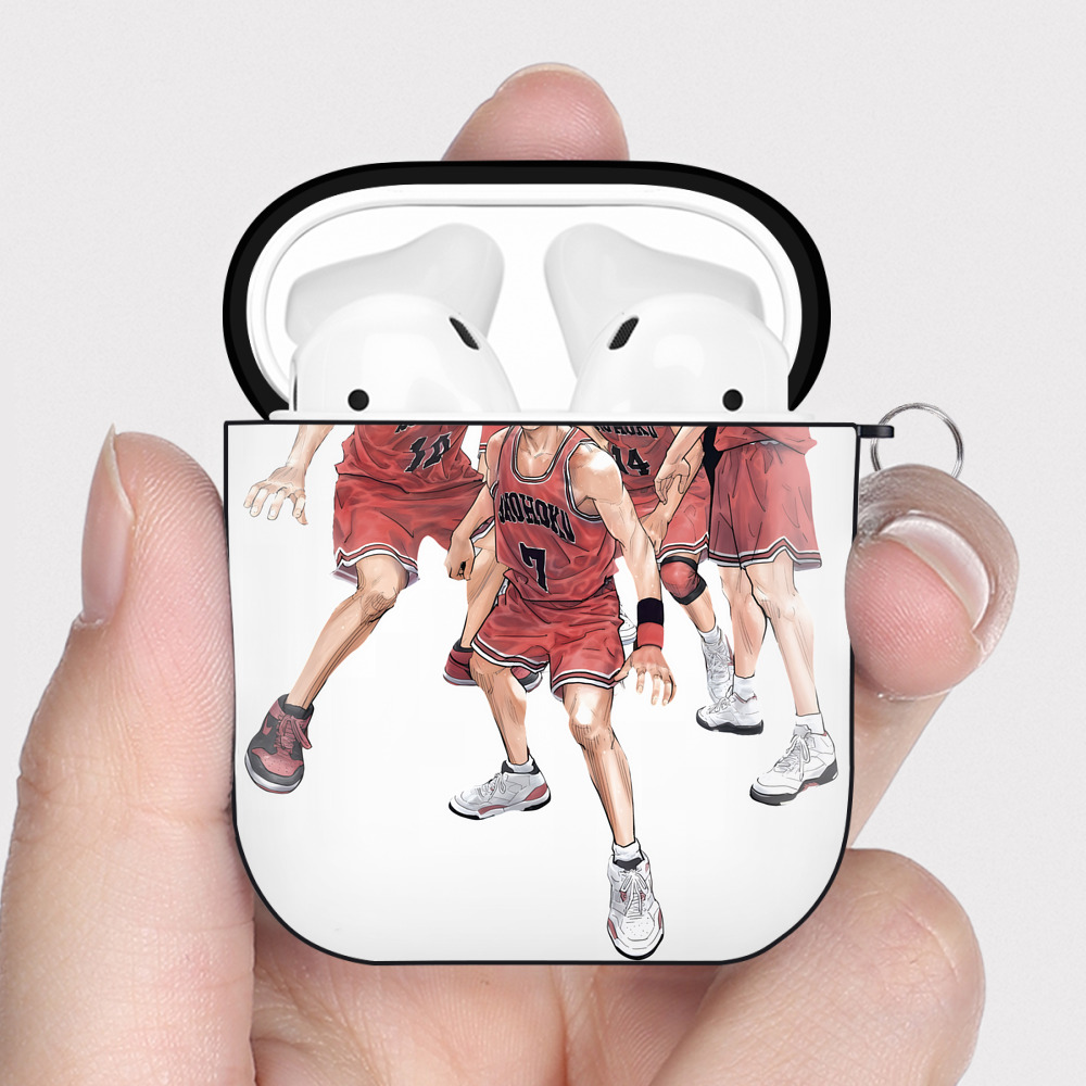 （画像用） SLAM DUNK／スラムダンク AirPods 第2世代保護ケース ハードシェル ブラック 耐衝撃・防指紋・カラビナ付き