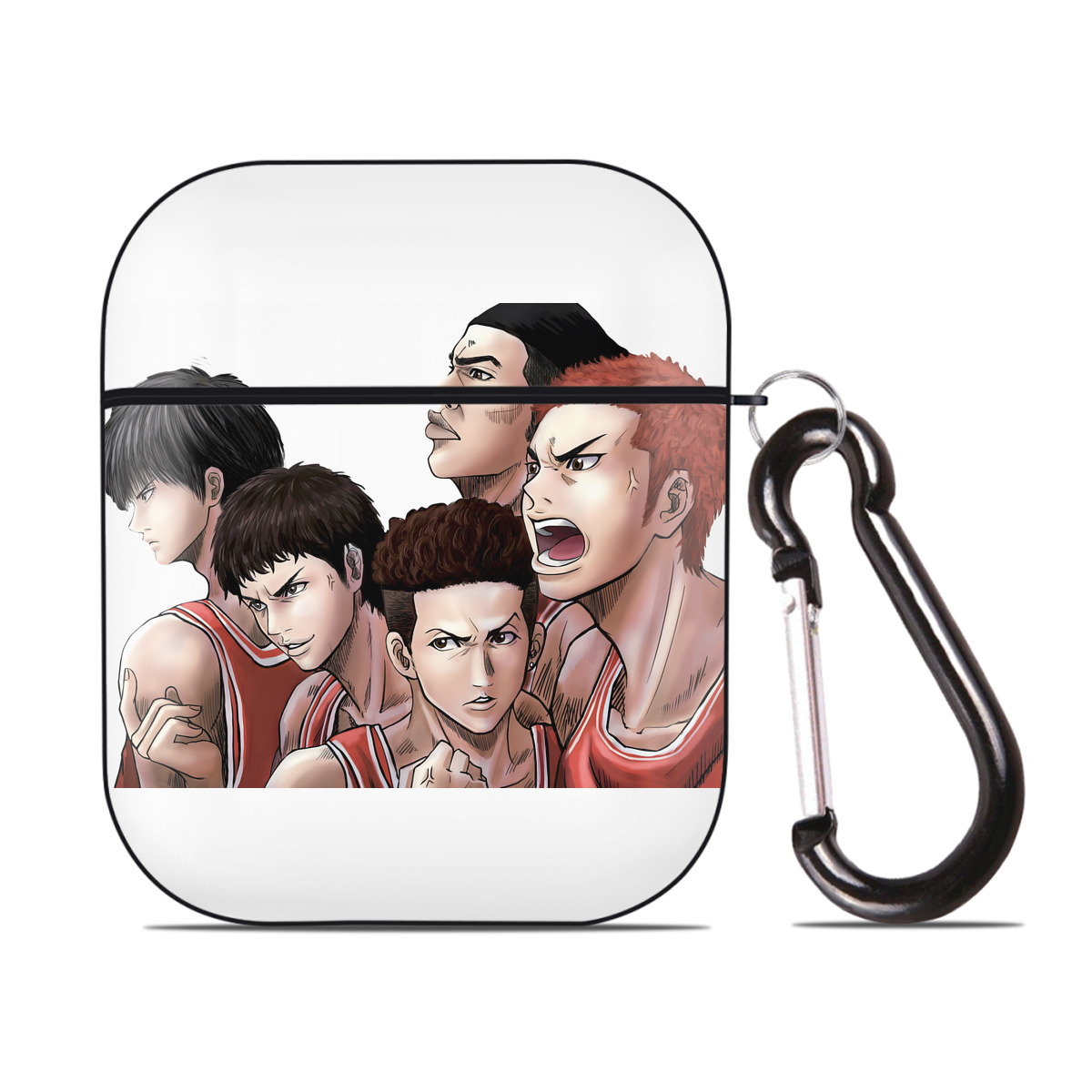 （画像用） SLAM DUNK／スラムダンク AirPods 第2世代保護ケース ハードシェル ブラック 耐衝撃・防指紋・カラビナ付き