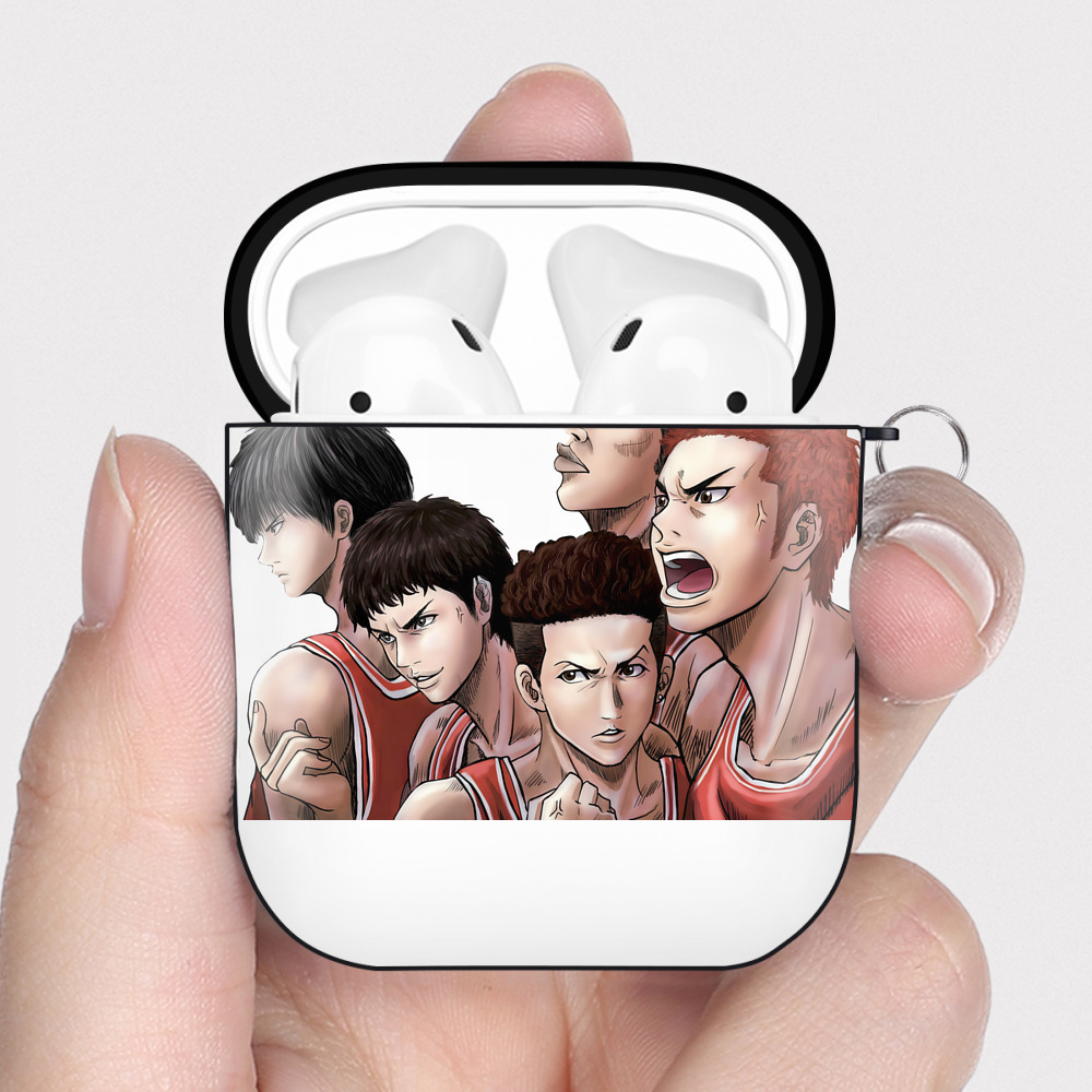 （画像用） SLAM DUNK／スラムダンク AirPods 第2世代保護ケース ハードシェル ブラック 耐衝撃・防指紋・カラビナ付き