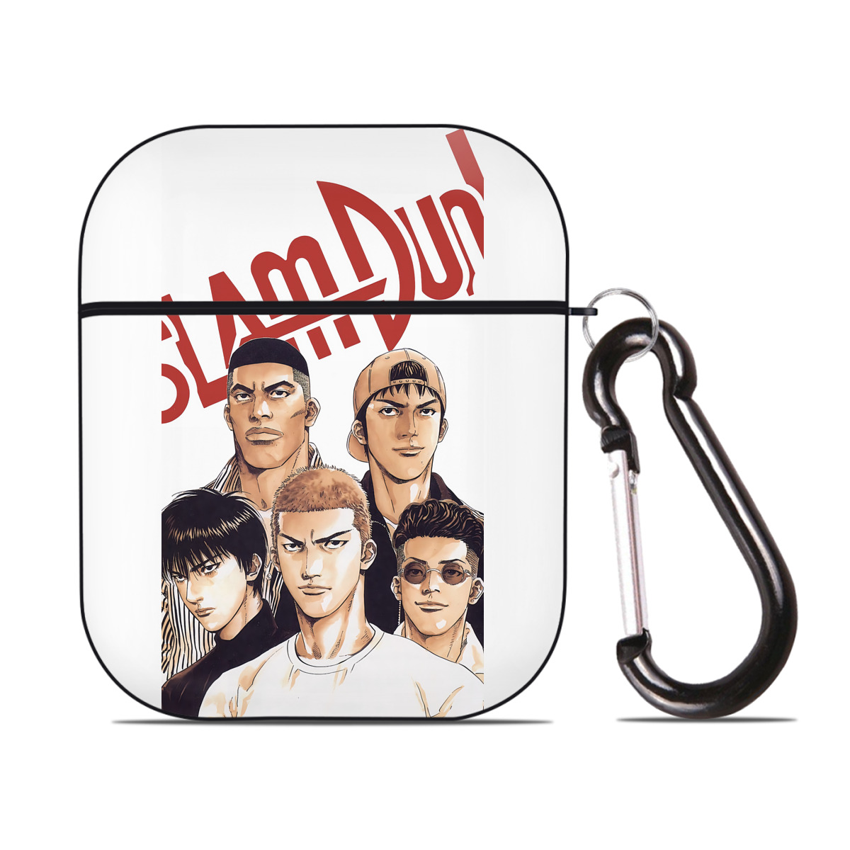 （画像用） SLAM DUNK／スラムダンク AirPods 第2世代保護ケース ハードシェル ブラック 耐衝撃・防指紋・カラビナ付き
