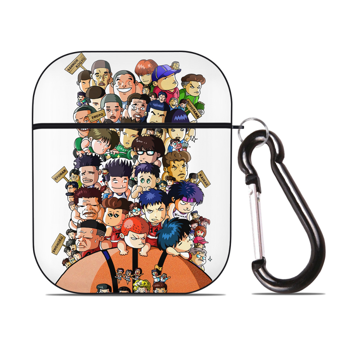 （画像用） SLAM DUNK／スラムダンク AirPods 第2世代保護ケース ハードシェル ブラック 耐衝撃・防指紋・カラビナ付き
