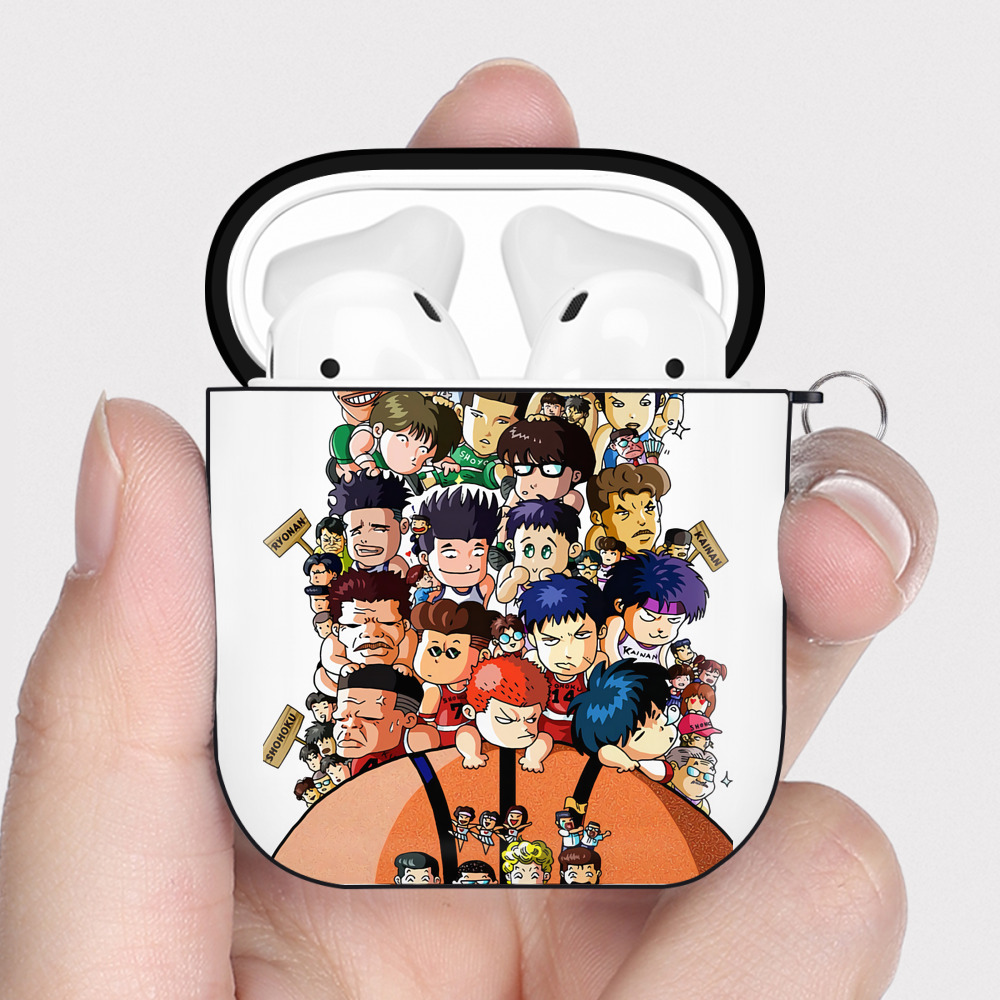 （画像用） SLAM DUNK／スラムダンク AirPods 第2世代保護ケース ハードシェル ブラック 耐衝撃・防指紋・カラビナ付き