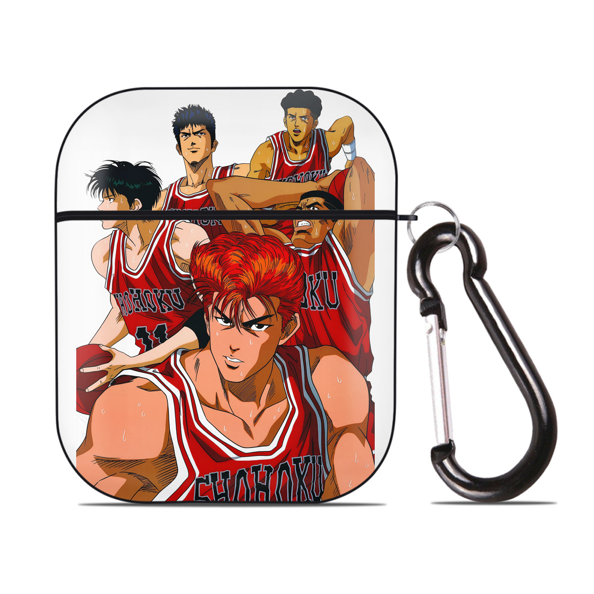 （画像用） SLAM DUNK／スラムダンク AirPods 第2世代保護ケース ハードシェル ブラック 耐衝撃・防指紋・カラビナ付き