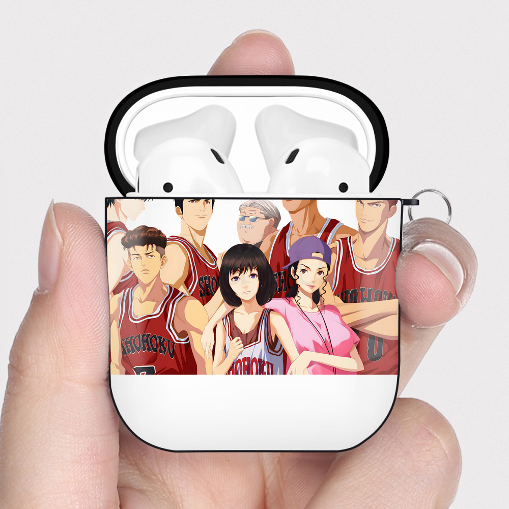 （画像用） SLAM DUNK／スラムダンク AirPods 第2世代保護ケース ハードシェル ブラック 耐衝撃・防指紋・カラビナ付き