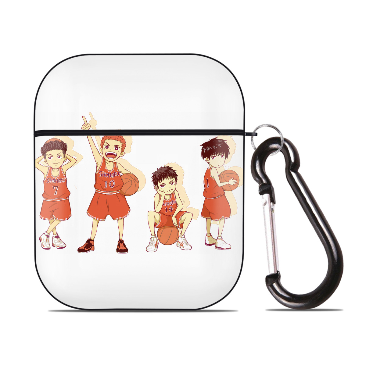（画像用） SLAM DUNK／スラムダンク AirPods 第2世代保護ケース ハードシェル ブラック 耐衝撃・防指紋・カラビナ付き