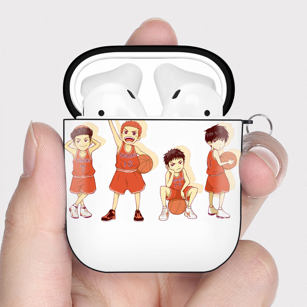 （画像用） SLAM DUNK／スラムダンク AirPods 第2世代保護ケース ハードシェル ブラック 耐衝撃・防指紋・カラビナ付き