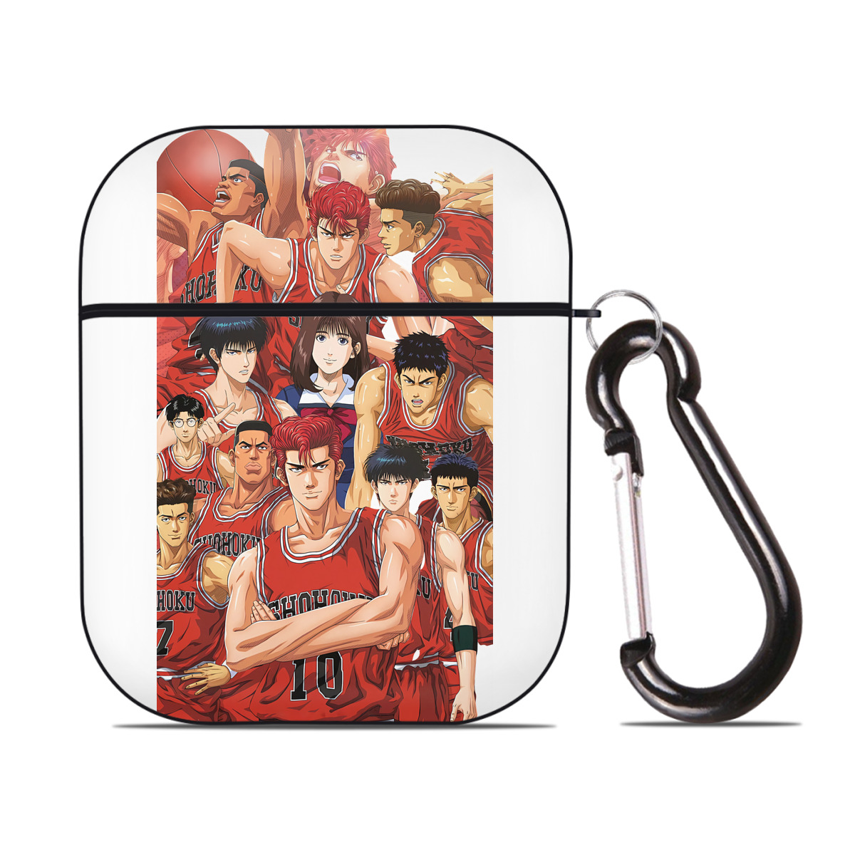 （画像用） SLAM DUNK／スラムダンク AirPods 第2世代保護ケース ハードシェル ブラック 耐衝撃・防指紋・カラビナ付き
