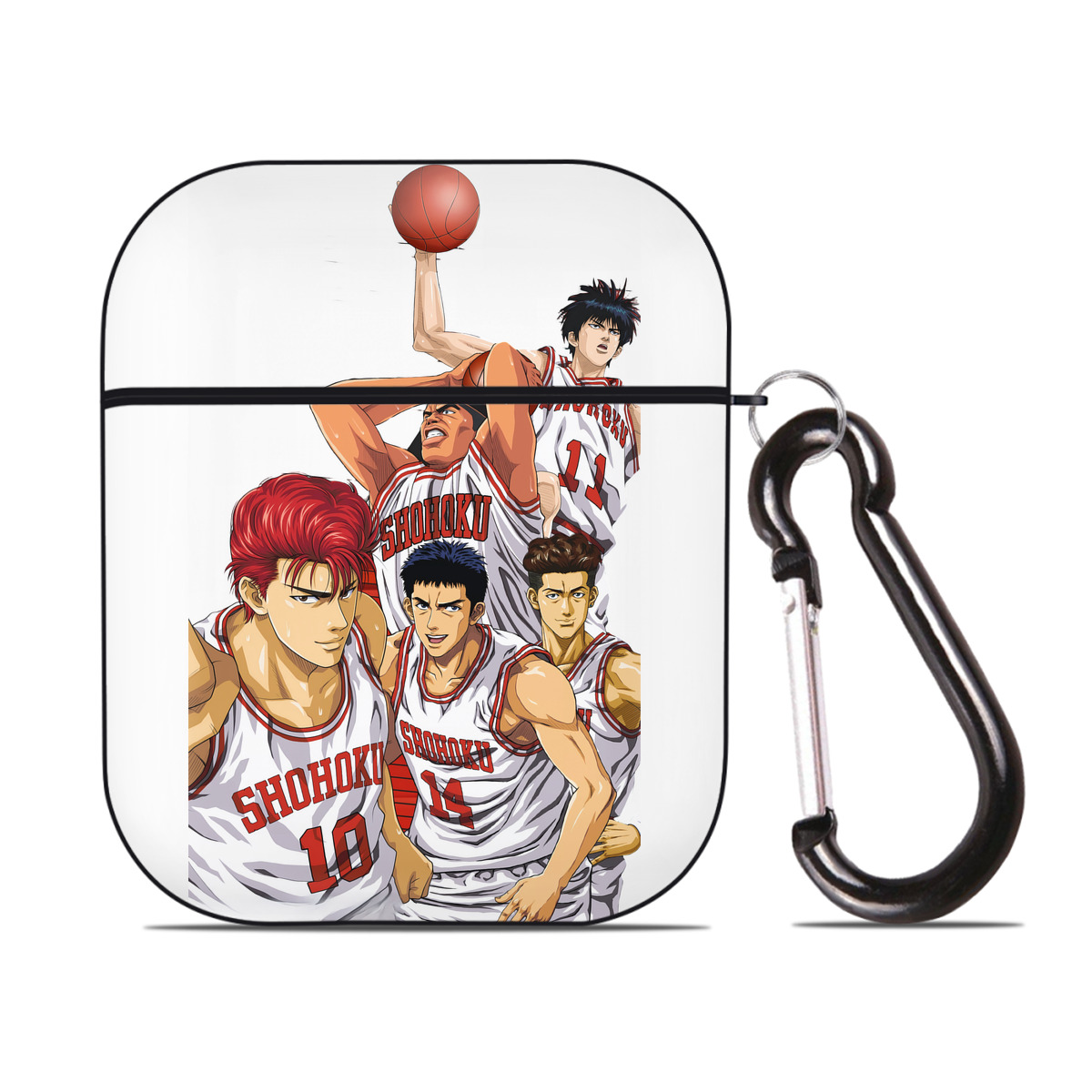 （画像用） SLAM DUNK／スラムダンク AirPods 第2世代保護ケース ハードシェル ブラック 耐衝撃・防指紋・カラビナ付き
