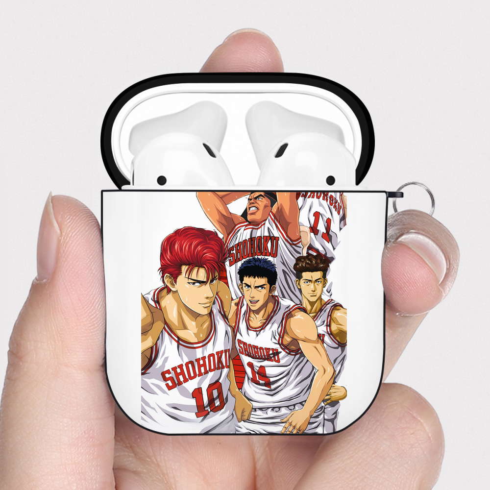 （画像用） SLAM DUNK／スラムダンク AirPods 第2世代保護ケース ハードシェル ブラック 耐衝撃・防指紋・カラビナ付き