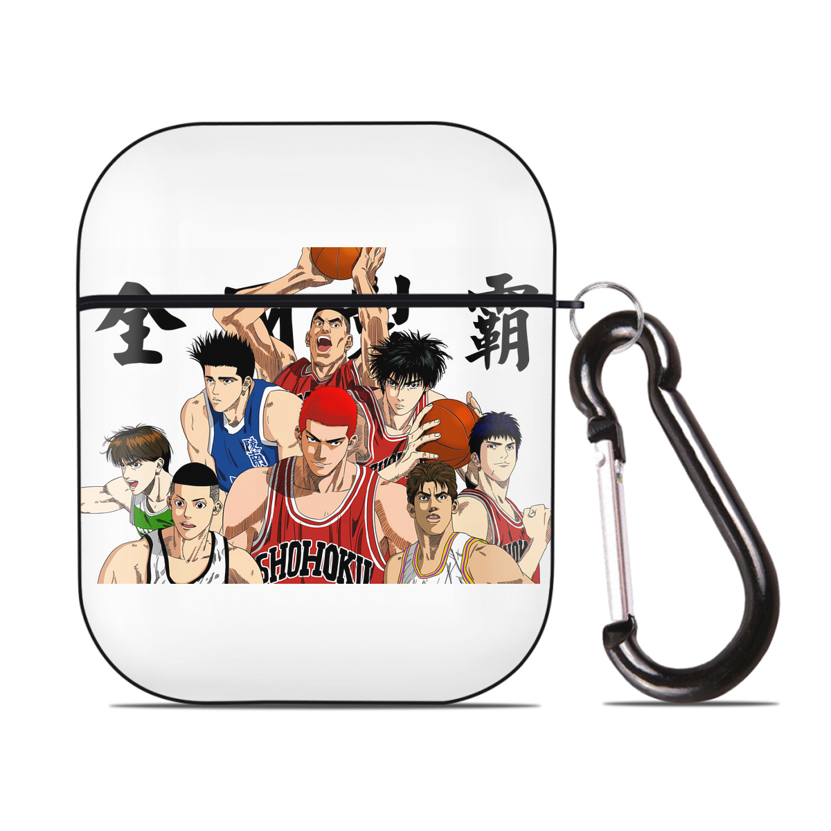 （画像用） SLAM DUNK／スラムダンク AirPods 第2世代保護ケース ハードシェル ブラック 耐衝撃・防指紋・カラビナ付き