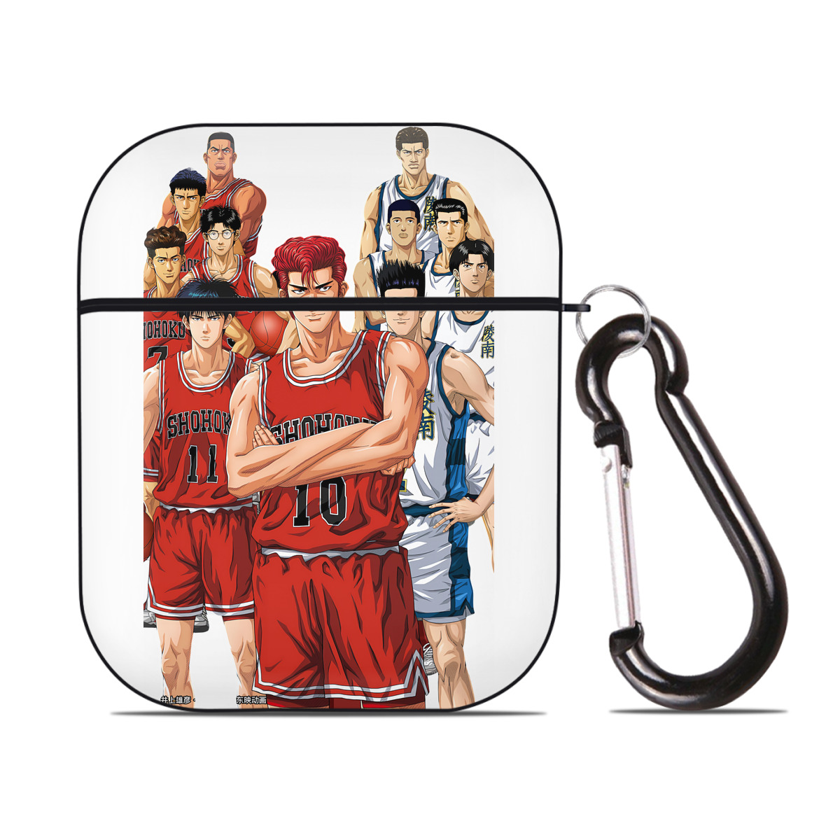 （画像用） SLAM DUNK／スラムダンク AirPods 第2世代保護ケース ハードシェル ブラック 耐衝撃・防指紋・カラビナ付き