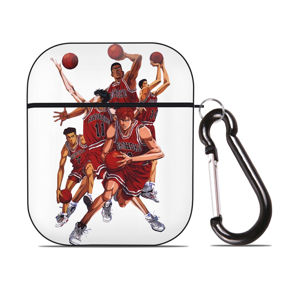 （画像用） SLAM DUNK／スラムダンク AirPods 第2世代保護ケース ハードシェル ブラック 耐衝撃・防指紋・カラビナ付き