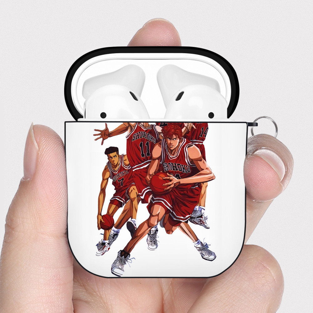 （画像用） SLAM DUNK／スラムダンク AirPods 第2世代保護ケース ハードシェル ブラック 耐衝撃・防指紋・カラビナ付き