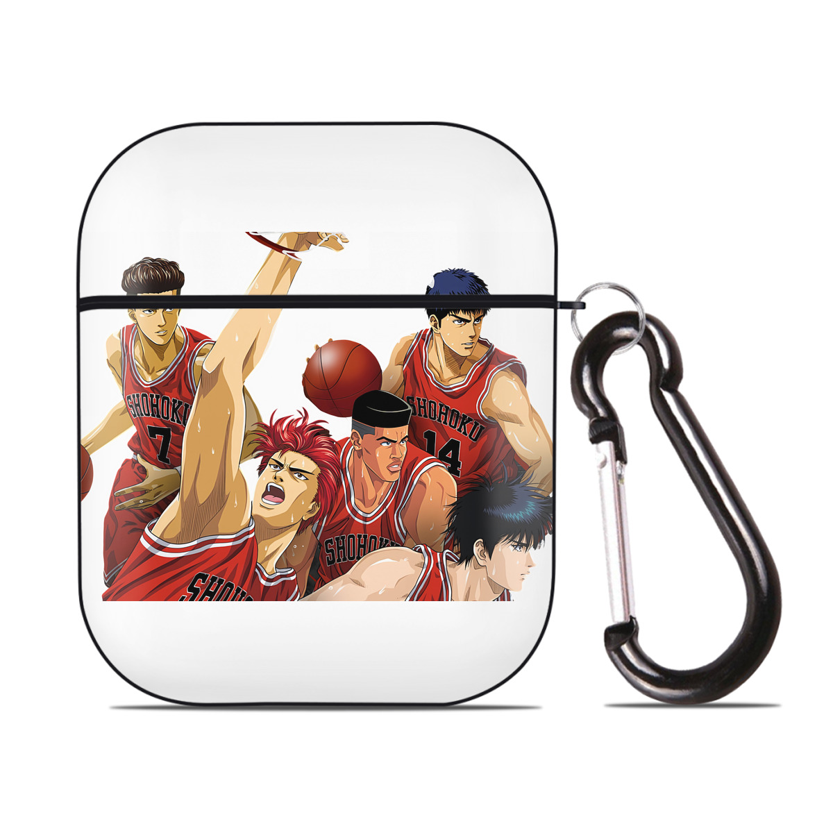 （画像用） SLAM DUNK／スラムダンク AirPods 第2世代保護ケース ハードシェル ブラック 耐衝撃・防指紋・カラビナ付き