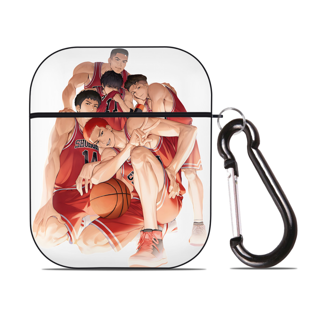 （画像用） SLAM DUNK／スラムダンク AirPods 第2世代保護ケース ハードシェル ブラック 耐衝撃・防指紋・カラビナ付き