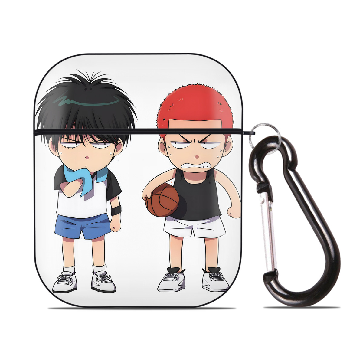 （画像用） SLAM DUNK／スラムダンク AirPods 第2世代保護ケース ハードシェル ブラック 耐衝撃・防指紋・カラビナ付き