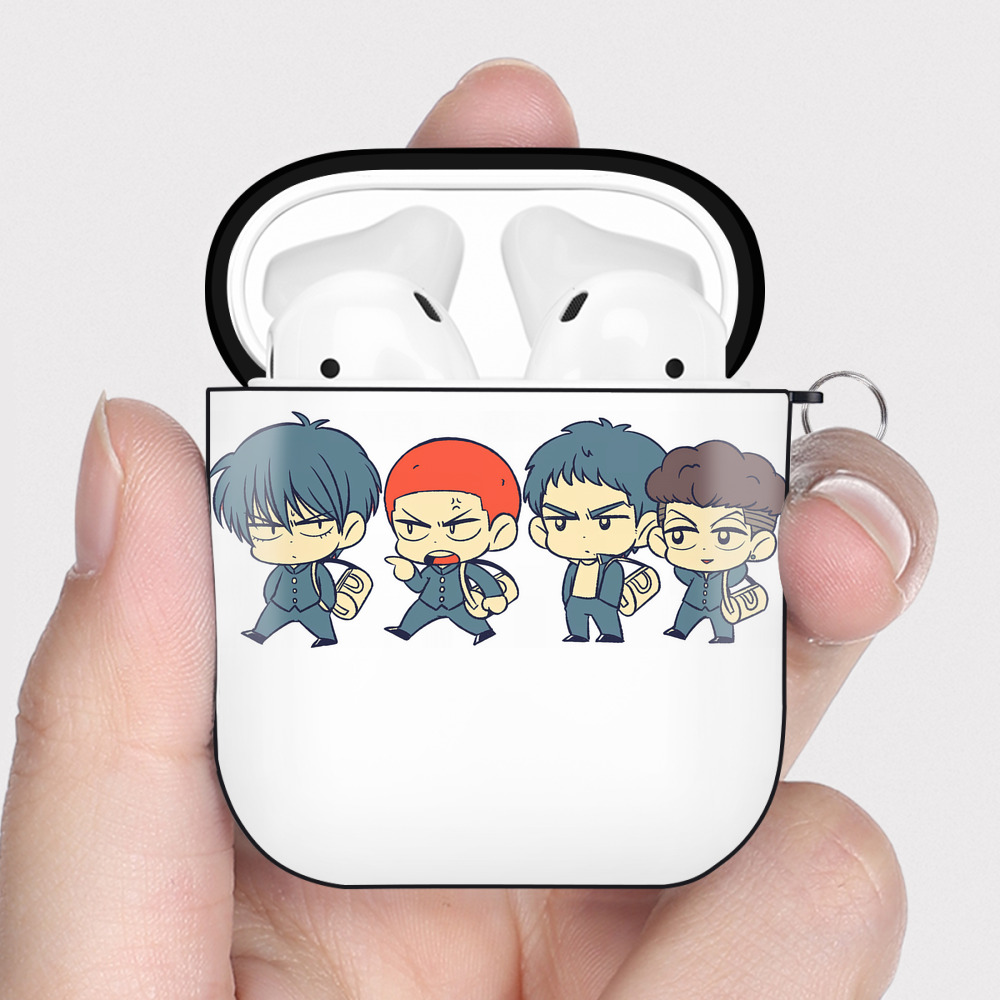 （画像用） SLAM DUNK／スラムダンク AirPods 第2世代保護ケース ハードシェル ブラック 耐衝撃・防指紋・カラビナ付き
