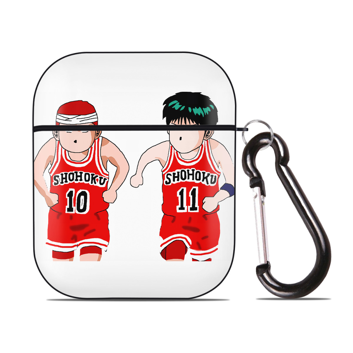 （画像用） SLAM DUNK／スラムダンク AirPods 第2世代保護ケース ハードシェル ブラック 耐衝撃・防指紋・カラビナ付き