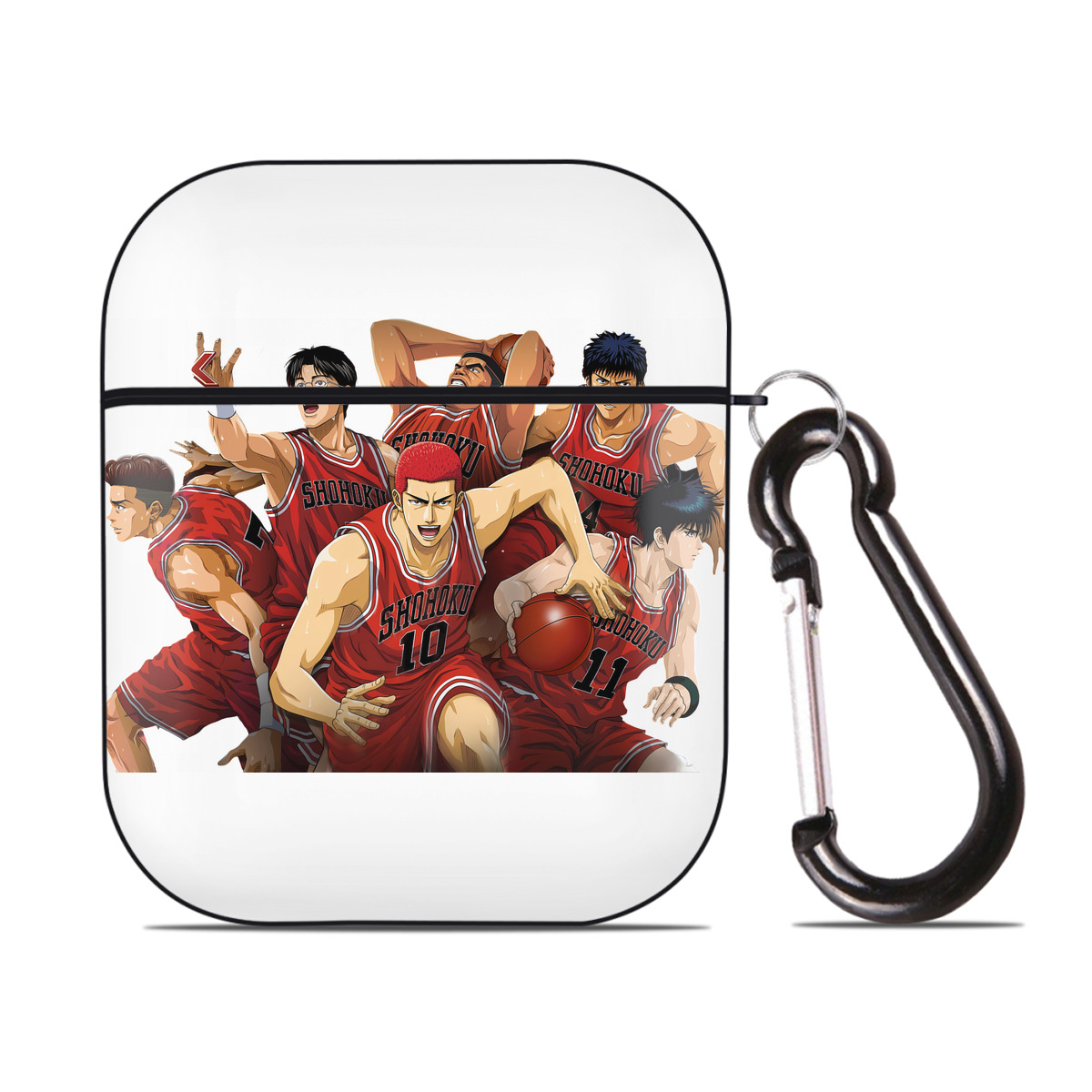 （画像用） SLAM DUNK／スラムダンク AirPods 第2世代保護ケース ハードシェル ブラック 耐衝撃・防指紋・カラビナ付き
