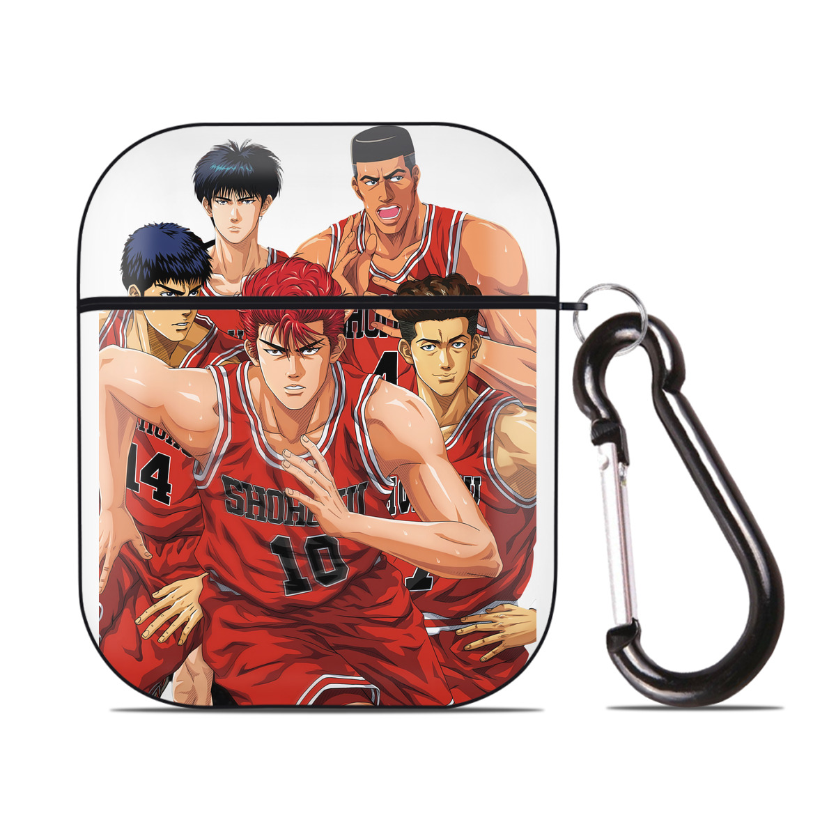（画像用） SLAM DUNK／スラムダンク AirPods 第2世代保護ケース ハードシェル ブラック 耐衝撃・防指紋・カラビナ付き
