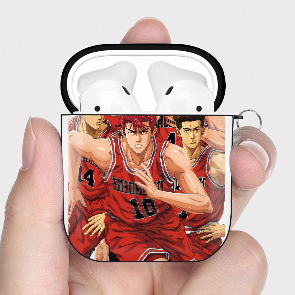 （画像用） SLAM DUNK／スラムダンク AirPods 第2世代保護ケース ハードシェル ブラック 耐衝撃・防指紋・カラビナ付き