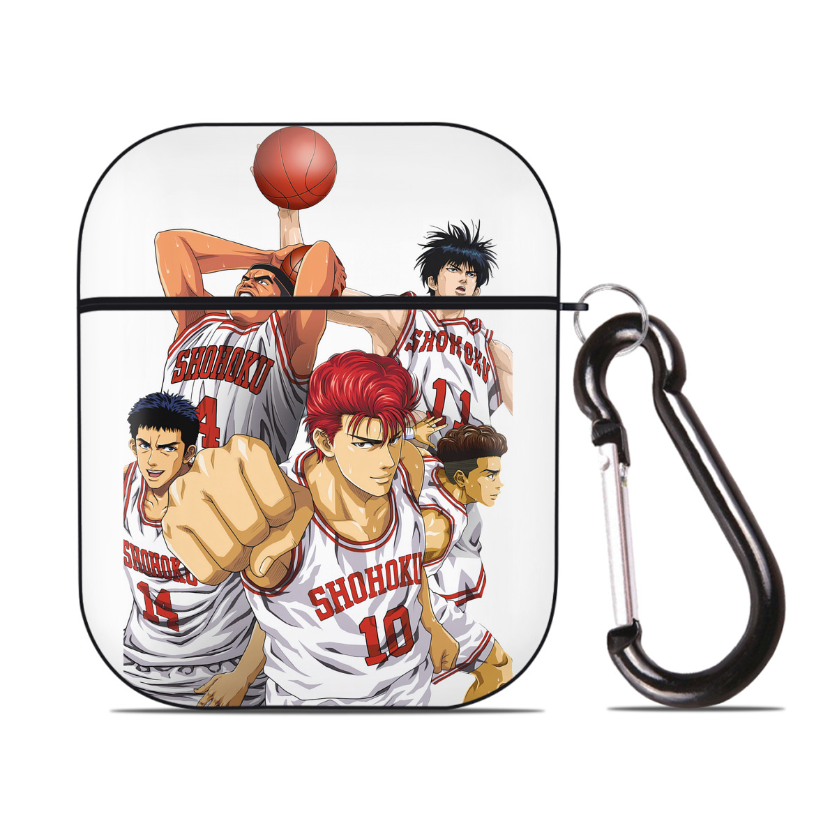（画像用） SLAM DUNK／スラムダンク AirPods 第2世代保護ケース ハードシェル ブラック 耐衝撃・防指紋・カラビナ付き