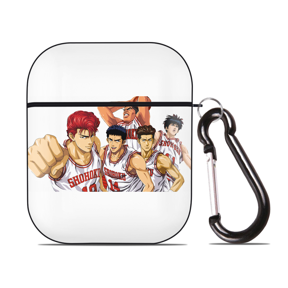 （画像用） SLAM DUNK／スラムダンク AirPods 第2世代保護ケース ハードシェル ブラック 耐衝撃・防指紋・カラビナ付き