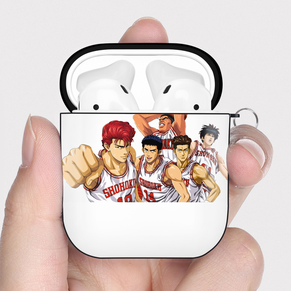 （画像用） SLAM DUNK／スラムダンク AirPods 第2世代保護ケース ハードシェル ブラック 耐衝撃・防指紋・カラビナ付き