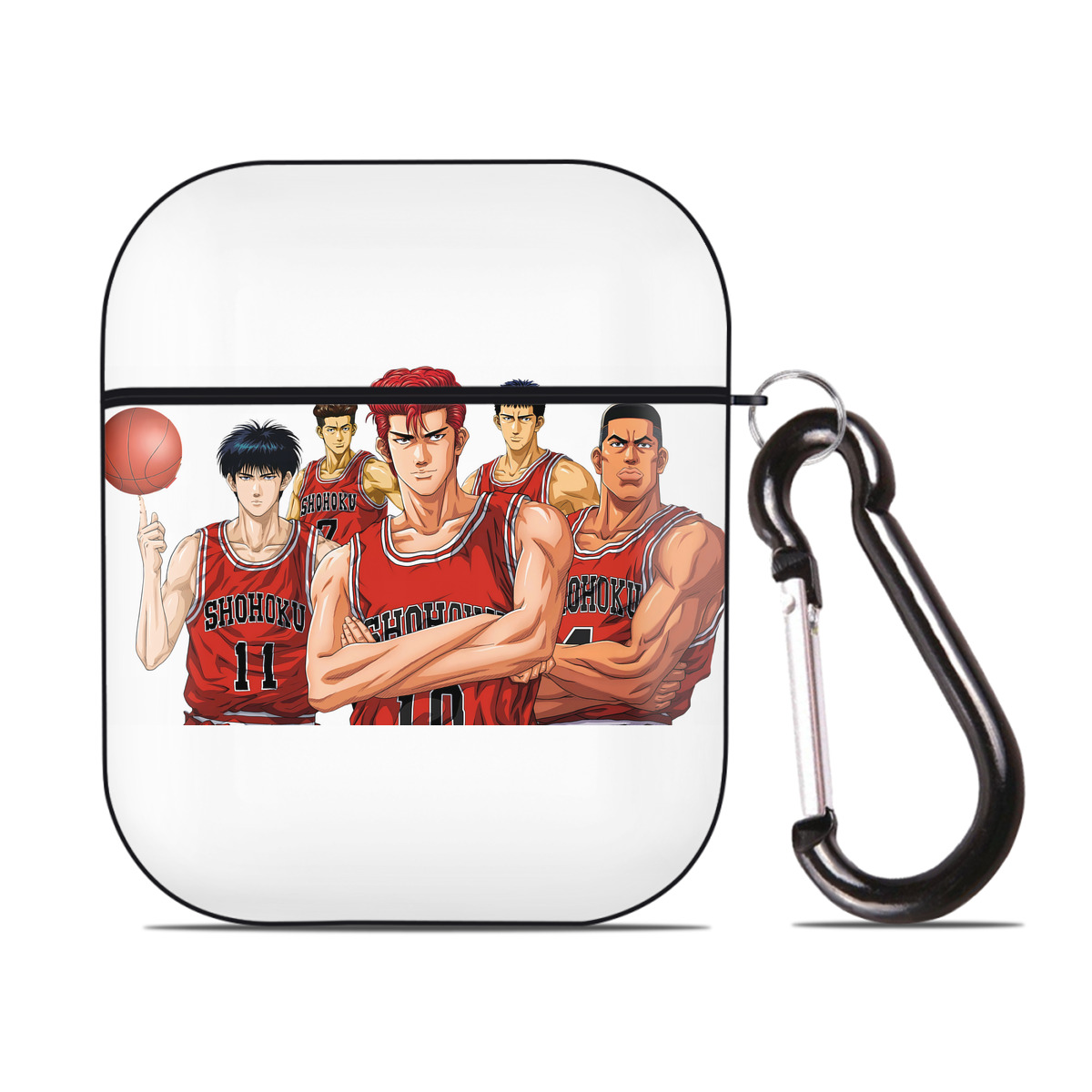 （画像用） SLAM DUNK／スラムダンク AirPods 第2世代保護ケース ハードシェル ブラック 耐衝撃・防指紋・カラビナ付き