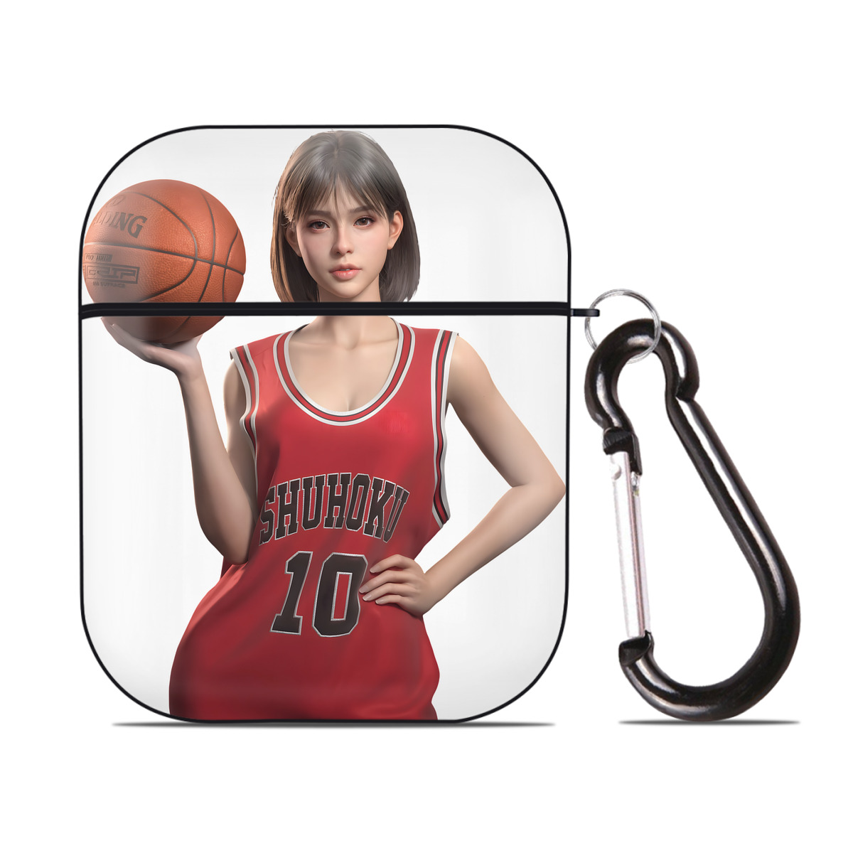 （画像用） SLAM DUNK／スラムダンク AirPods 第2世代保護ケース ハードシェル ブラック 耐衝撃・防指紋・カラビナ付き