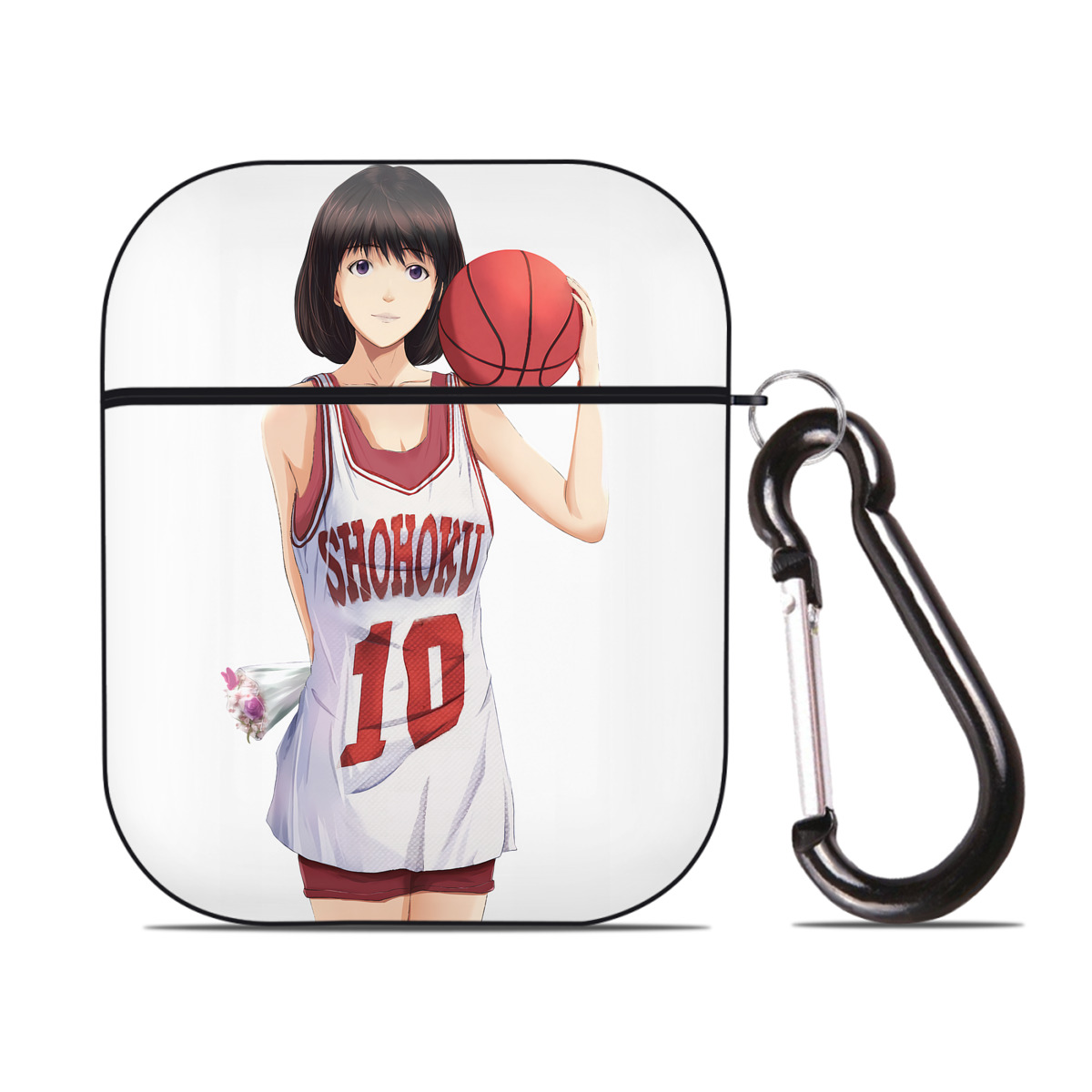 （画像用） SLAM DUNK／スラムダンク AirPods 第2世代保護ケース ハードシェル ブラック 耐衝撃・防指紋・カラビナ付き