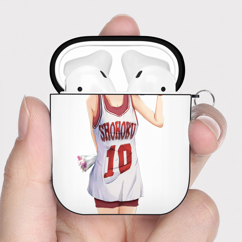 （画像用） SLAM DUNK／スラムダンク AirPods 第2世代保護ケース ハードシェル ブラック 耐衝撃・防指紋・カラビナ付き