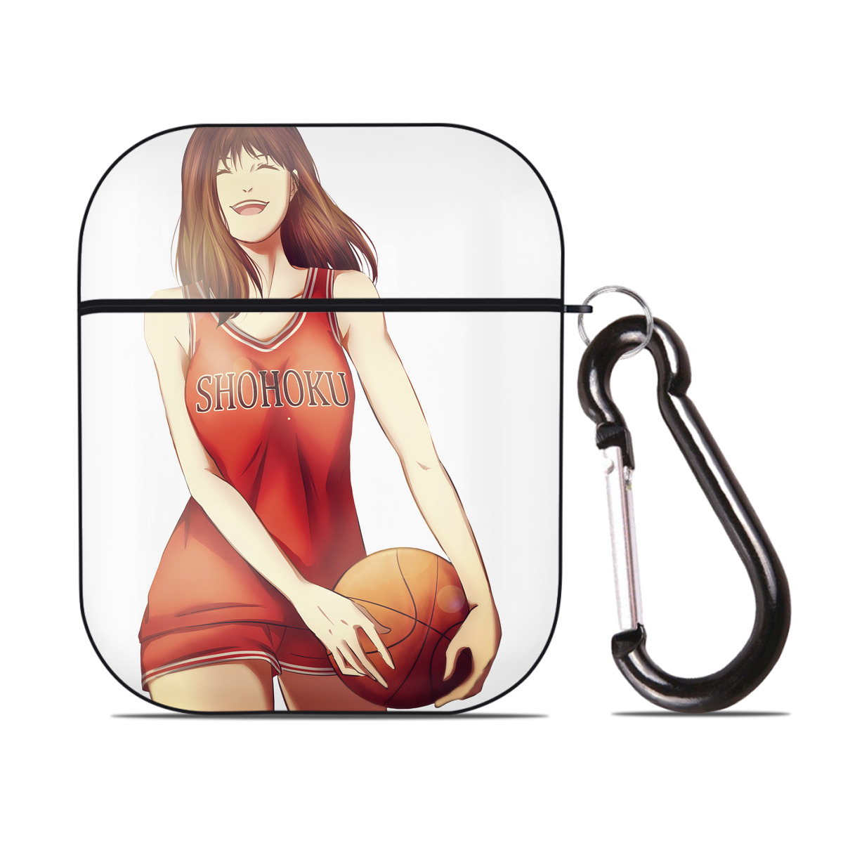 （画像用） SLAM DUNK／スラムダンク AirPods 第2世代保護ケース ハードシェル ブラック 耐衝撃・防指紋・カラビナ付き