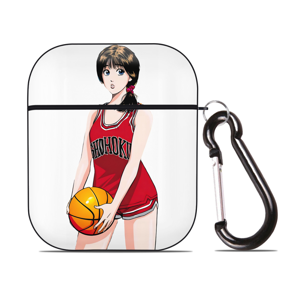 （画像用） SLAM DUNK／スラムダンク AirPods 第2世代保護ケース ハードシェル ブラック 耐衝撃・防指紋・カラビナ付き