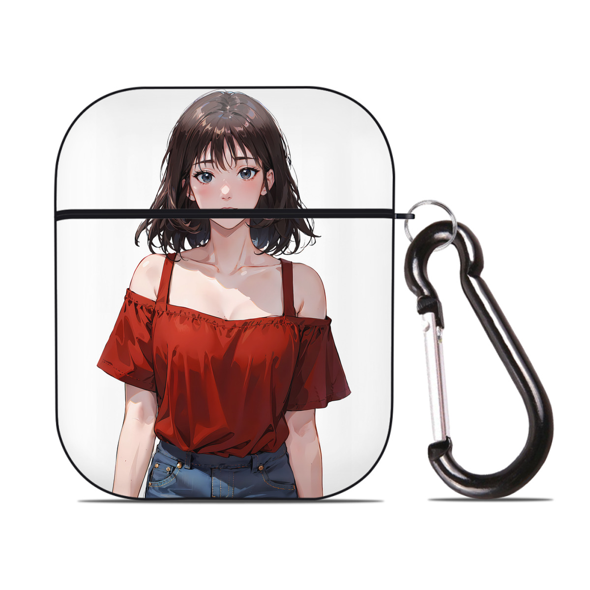 （画像用） SLAM DUNK／スラムダンク AirPods 第2世代保護ケース ハードシェル ブラック 耐衝撃・防指紋・カラビナ付き