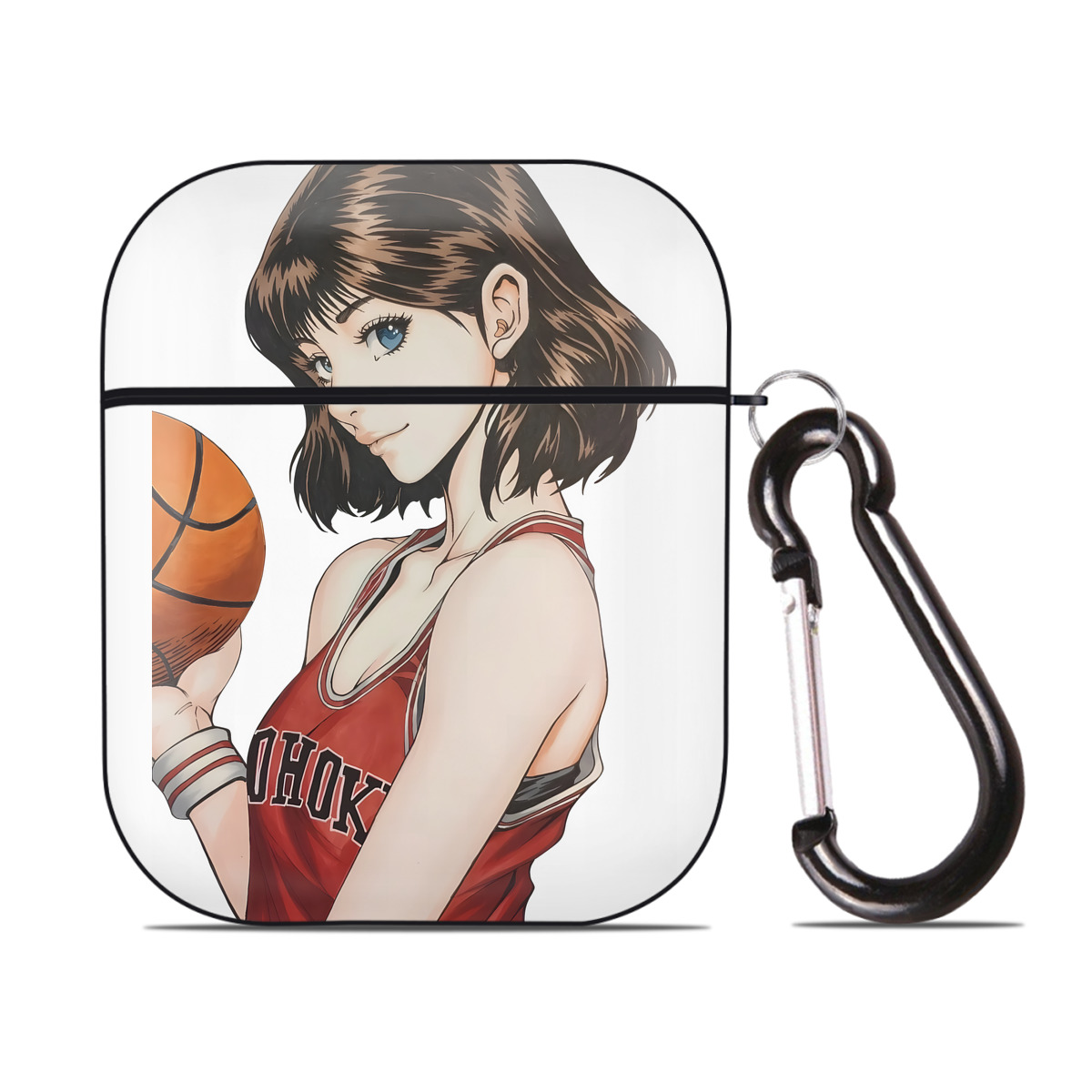 （画像用） SLAM DUNK／スラムダンク AirPods 第2世代保護ケース ハードシェル ブラック 耐衝撃・防指紋・カラビナ付き