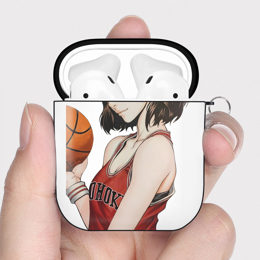 （画像用） SLAM DUNK／スラムダンク AirPods 第2世代保護ケース ハードシェル ブラック 耐衝撃・防指紋・カラビナ付き
