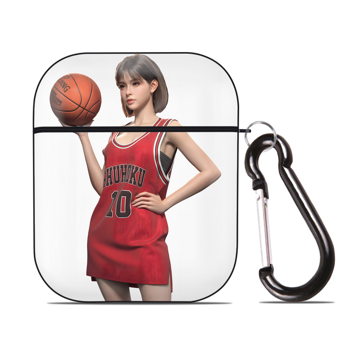 （画像用） SLAM DUNK／スラムダンク AirPods 第2世代保護ケース ハードシェル ブラック 耐衝撃・防指紋・カラビナ付き